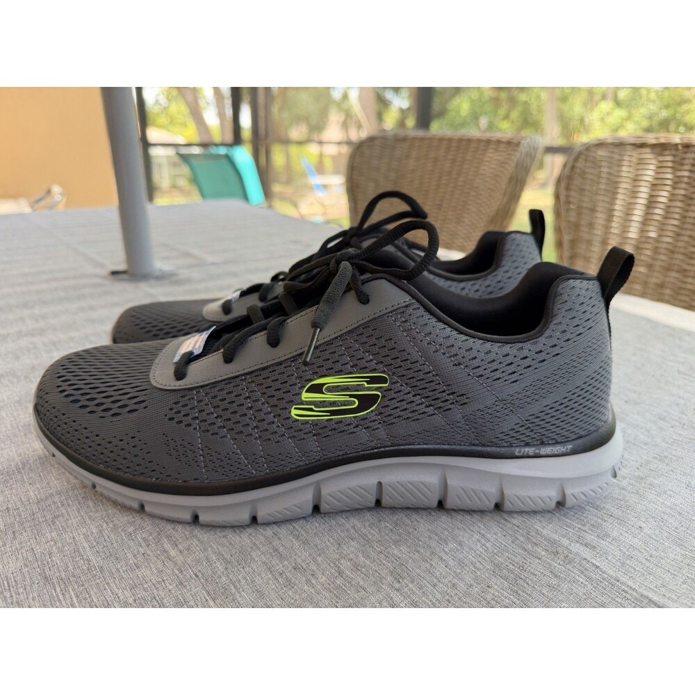 Skechers Track Moulton Shoes Mens 14 Sneakers Lite-Weight 232081 Charcoal Black